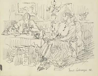 Dame und Herr am Kaffeetisch by Густав Шрэгле, 1916 — digital art print download