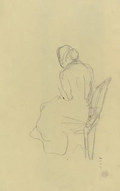 Rückenfigur einer sitzenden Frau by Густав Шрэгле, 1899 — digital art print download