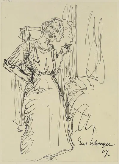 Standing girl by Густав Шрэгле, 1917 — digital art print download
