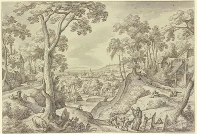 Landschaft mit dem Propheten Elisa by Ханс Бол, 1589 — digital art print download