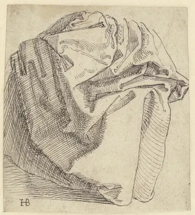 Draperiestudie nach dem Rock einer sitzenden Frau by Hans Brosamer — digital art print download