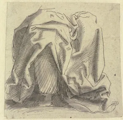 Gewandstudie zum Unterkörper einer sitzenden Frau by Hans Brosamer — digital art print download