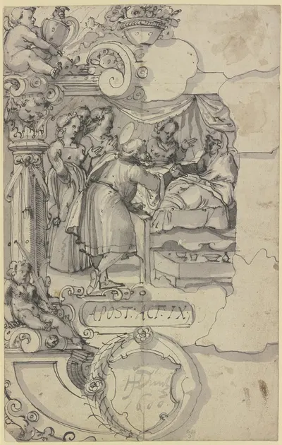 Die Erweckung der Tabitha durch Petrus by Hans Jakob Dünz, 1600 — digital art print download