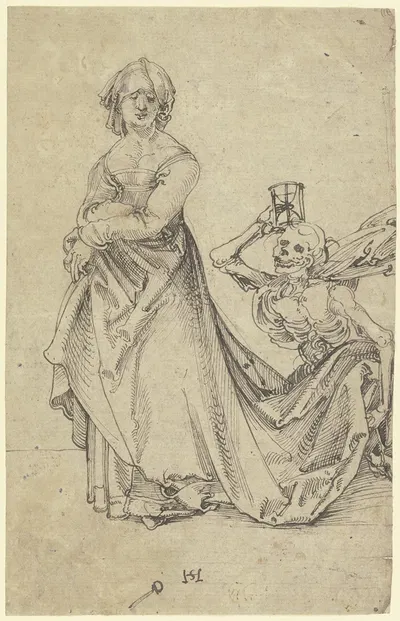 Frau und Tod als Schleppenträger by Ханс Леонард Шойфелайн — digital art print download
