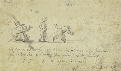 Groteske Gestalten sowie zwei Kinderfiguren, vulgäre Handlungen ausführend by Hans Rottenhammer, 1588 — digital art print…