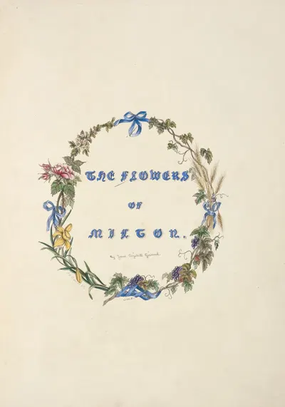 The flowers of Milton – Title Page by Jane Elizabeth Giraud, 1846 — digital art print download