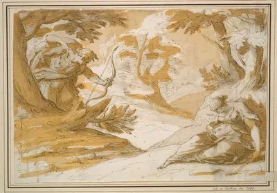 Cephalus kills Procris by Ганс фон Ахен, 1585 — digital art print download