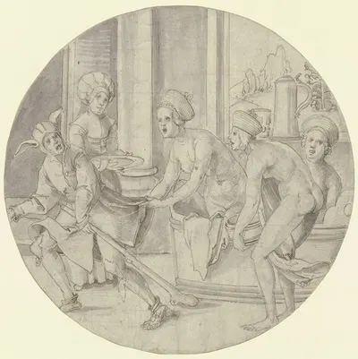 Jester in the ladies' pool by Ганс фон Кульмбах — digital art print download