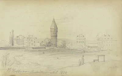 Ansicht der Bockenheimer Warte in Frankfurt am Main by Генрих Адольф Валентин Хоффманн, 1852 — digital art print download