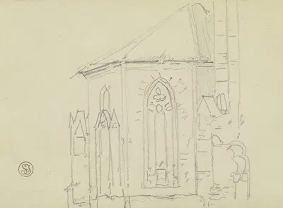 Außenansicht eines gotischen Kirchenchors by Генрих Адольф Валентин Хоффманн, 1872 — digital art print download