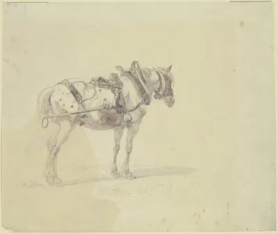 Harnessed horse by Генрих Бюркель — digital art print download