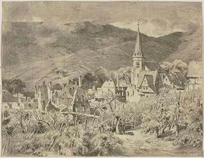 Blick auf Senheim by Генрих Функ, 1839 — digital art print download