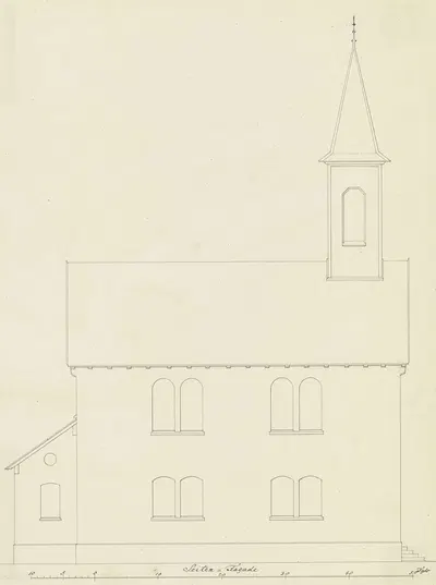 Seitenansicht einer Kirche für die Gemeinde Friedrichsdorf by Heinrich Hübsch, 1825 — digital art print download