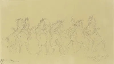 Die Araberhengste im Circus Wulff by Heinrich Lang, 1877 — digital art print download