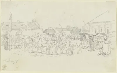 Horse market in Hungary by Генрих Ланг, 1868 — digital art print download