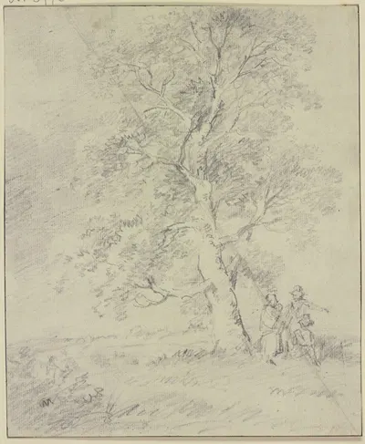 Unter einem Baum drei Figuren mit Kleinkind by Хендрик Мейер — digital art print download