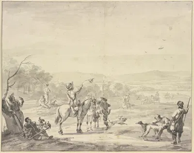 Heron hawking by Хендрик Версхуринг, 1681 — digital art print download