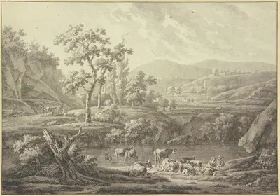Blick auf das Land um Stavelot, mit weidendem Vieh by Генрикус Иосифус Антониссен, 1791 — digital art print download
