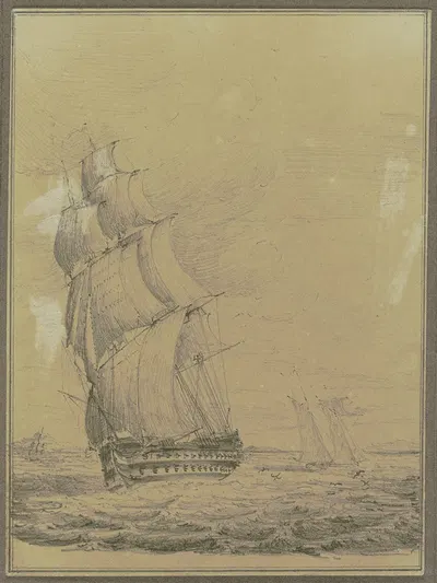 Sailing boat on the ocean by Генри Фортескью — digital art print download