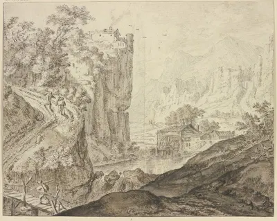 Rock valley with a mill by Герман Сафтлевен III — digital art print download