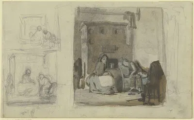 Studienblatt; Familienszenen by Hermann Gollner — digital art print download