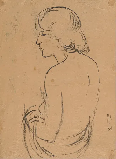 Frauenakt im Profil nach links by Герман Лисманн, 1934 — digital art print download