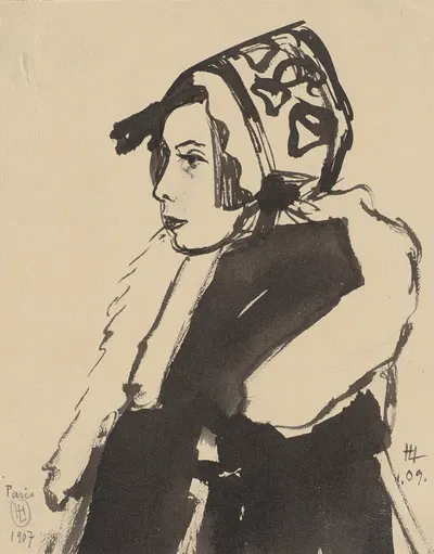 Mädchen mit Mütze und Schal by Герман Лисманн, 1907 — digital art print download