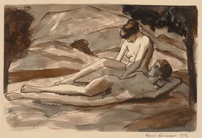 Nacktes Paar in einer Landschaft by Герман Лисманн, 1912 — digital art print download