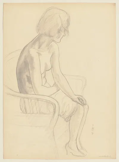 Sitzender Frauenakt auf einem Stuhl by Герман Лисманн, 1936 — digital art print download