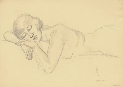 Sleeping female nude by Герман Лисманн, 1933 — digital art print download