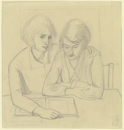 Two girls by Герман Лисманн, 1926 — digital art print download