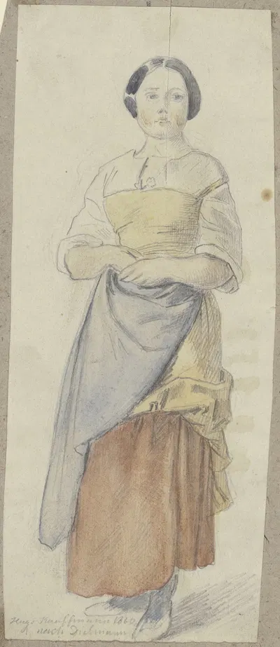 Standing farm girl by Хьюго Кауфманн, 1860 — digital art print download