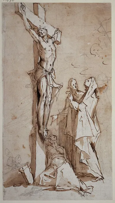 Maria, Johannes und Maria Magdalena unter dem Kreuz by Ignaz Günther — digital art print download