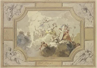 Justitia und die Wahheit, umgeben von den Personifikationen der vier Elemente by Якоб де Вит — digital art print download