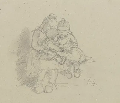 Drei Kinder in Schwälmer Tracht by Якоб Хапп — digital art print download