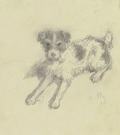 Lying terrier by Якоб Хапп, 1925 — digital art print download