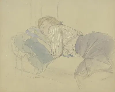 Sleeping young woman by Якоб Хапп — digital art print download