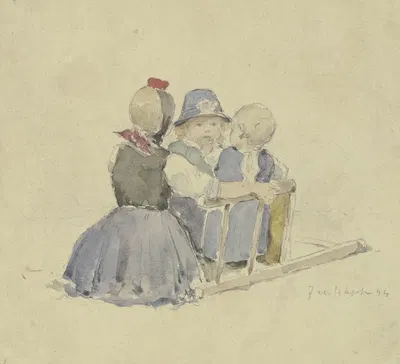 Three children from Schwalm by Якоб Хапп, 1894 — digital art print download