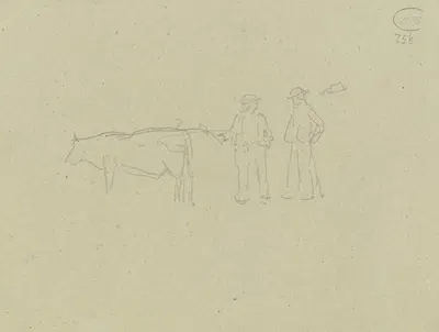 Two farmers with a cow by Якоб Хапп — digital art print download