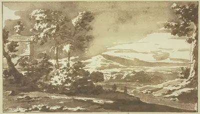 Landschaft mit dem Grabmal des Publio Vibio Mariano, landläufig bekannt als die Tomba di Nerone by Яков ван дер Ульфт, 1674…