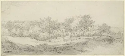 Small section of a tree with a fence by Jacob van Ruisdael — digital art print download