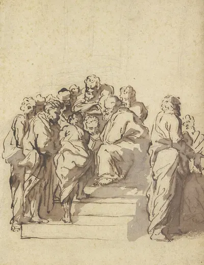 Sokrates im Kreise seiner Schüler by Jacob van Schuppen — digital art print download