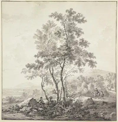 Landschaft mit Birken im Vordergrund by Jacob van Strij — digital art print download