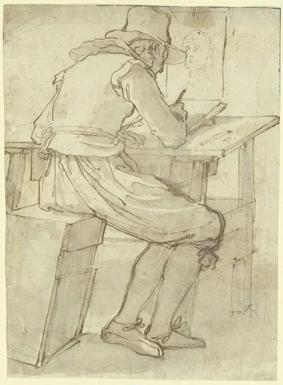 Artist at the drawing table by Jacopo da Empoli, 1551 – 1640 — digital art print download