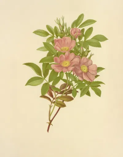 Swamp Rose by Isaac Sprague, 1887 — digital art print download