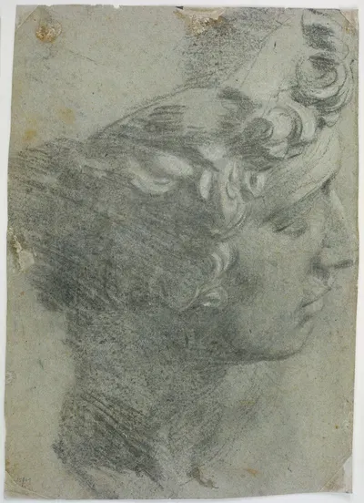 Study after the head of Michelangelo’s ‘Giuliano de’Medici’ by Jacopo Tintoretto — digital art print download