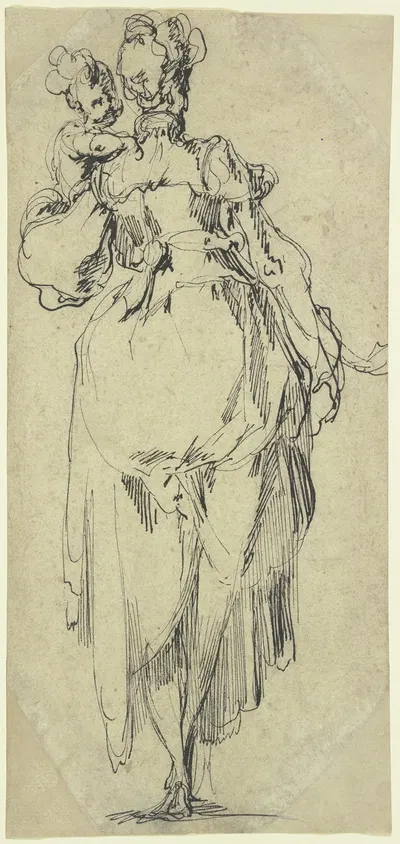 Stehende Frau mit Kind, Rückenansicht by Jacques Bellange — digital art print download