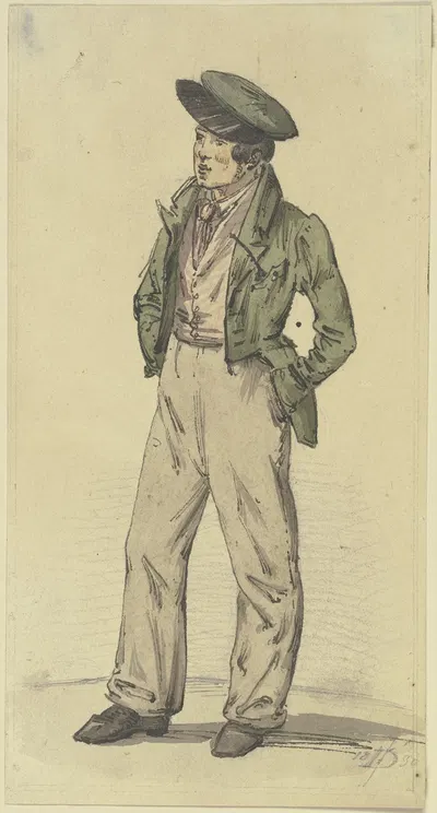 Junger Sachsenhäuser, beide Hände in der Tasche by Якоб Фюрхтегот Дильман, 1830 — digital art print download