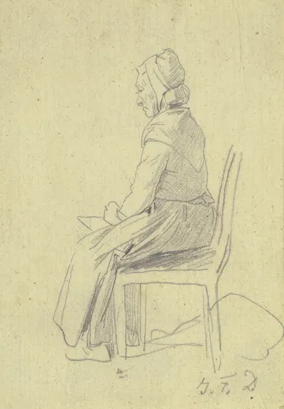 Sitting old woman by Якоб Фюрхтегот Дильман — digital art print download