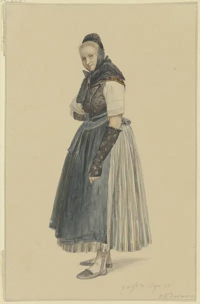 Stehende Bäuerin nach links by Якоб Фюрхтегот Дильман, 1837 — digital art print download